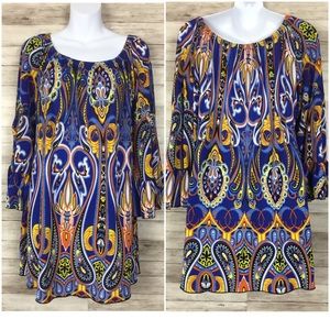 🦌 Voll Printed Bell Sleeve Dress Size Medium